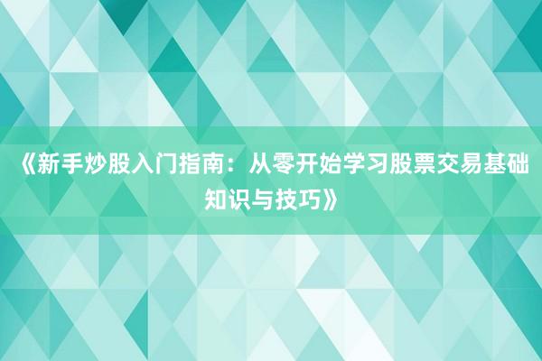 《新手炒股入门指南：从零开始学习股票交易基础知识与技巧》