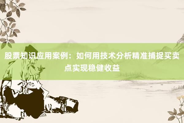 股票知识应用案例：如何用技术分析精准捕捉买卖点实现稳健收益