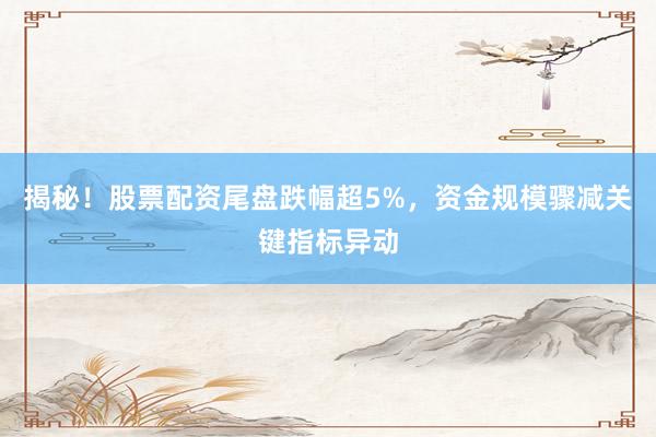 揭秘！股票配资尾盘跌幅超5%，资金规模骤减关键指标异动