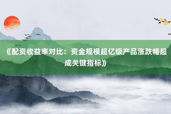 《配资收益率对比：资金规模超亿级产品涨跌幅超成关键指标》