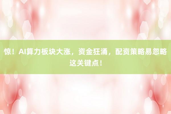 惊！AI算力板块大涨，资金狂涌，配资策略易忽略这关键点！